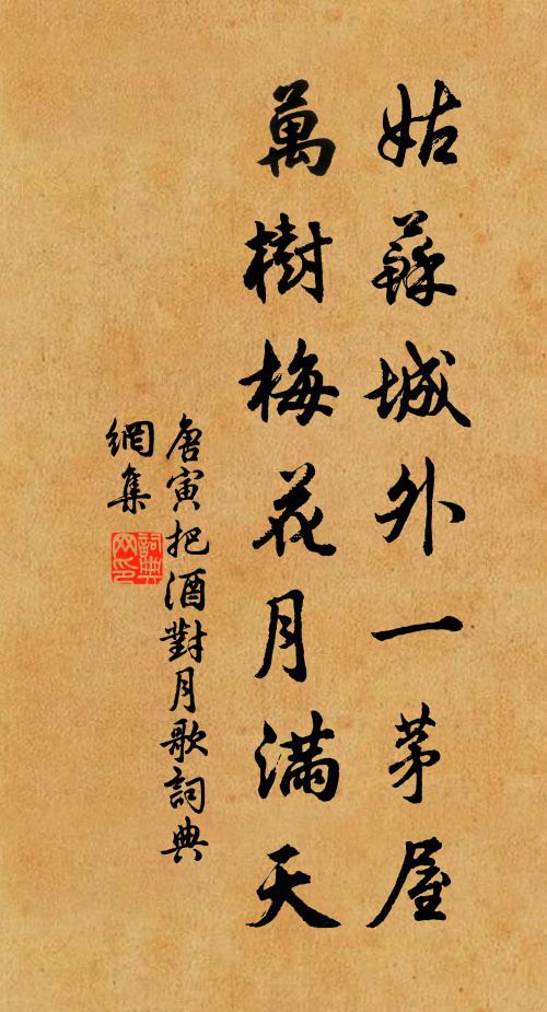 唐寅姑苏城外一茅屋,万树梅花月满天。书法作品欣赏