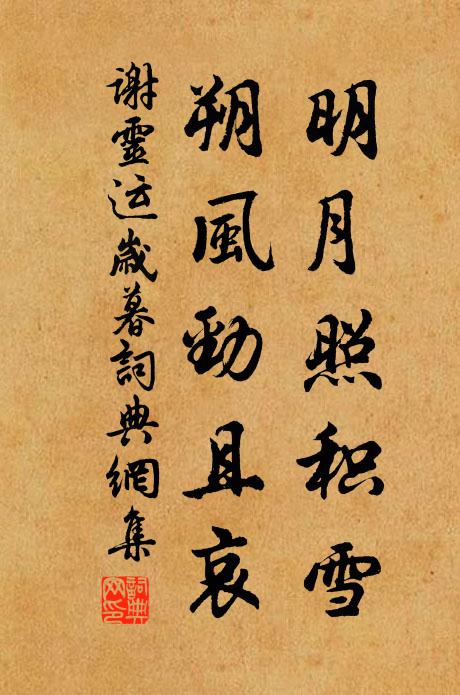 谢灵运明月照积雪，朔风劲且哀。书法作品欣赏