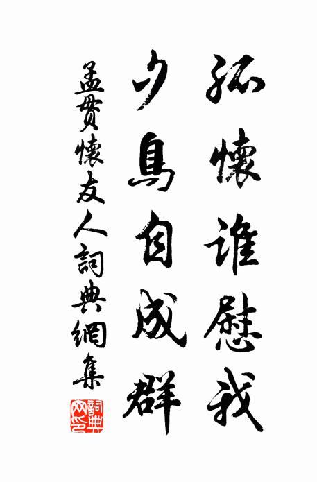 孟贯孤怀谁慰我，夕鸟自成群书法作品欣赏