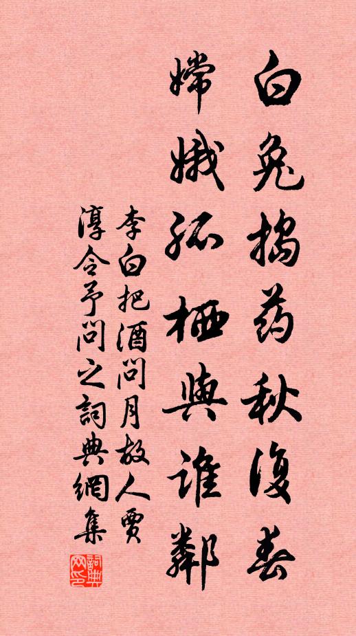 李白白兔捣药秋复春,嫦娥孤栖与谁邻?书法作品欣赏