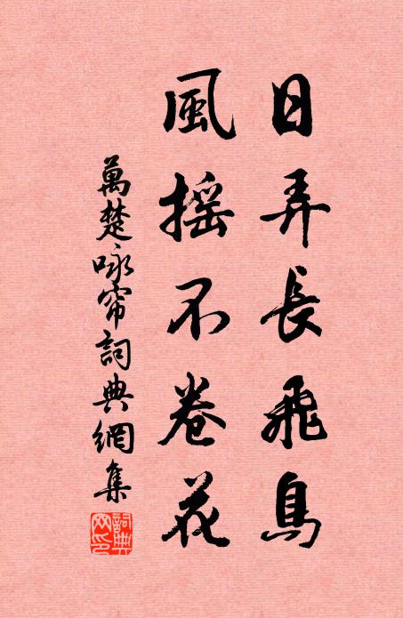 万楚日弄长飞鸟，风摇不卷花书法作品欣赏