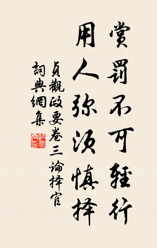 吴兢赏罚不可轻行，用人弥须慎择。书法作品欣赏