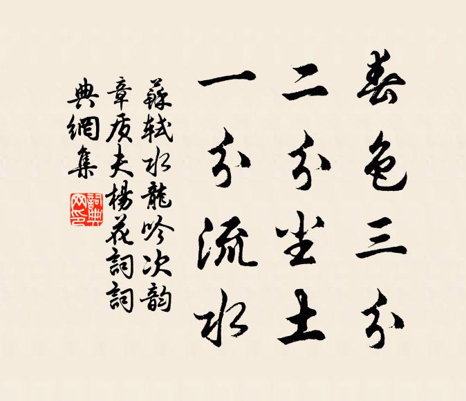 苏轼春色三分,二分尘土,一分流水。书法作品欣赏
