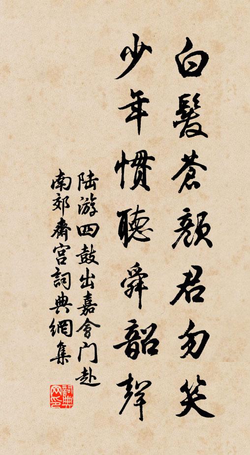 陆游白发苍颜君勿笑，少年惯听舜韶声书法作品欣赏