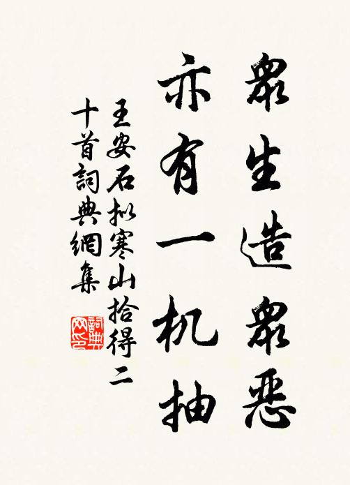 王安石众生造众恶，亦有一机抽书法作品欣赏