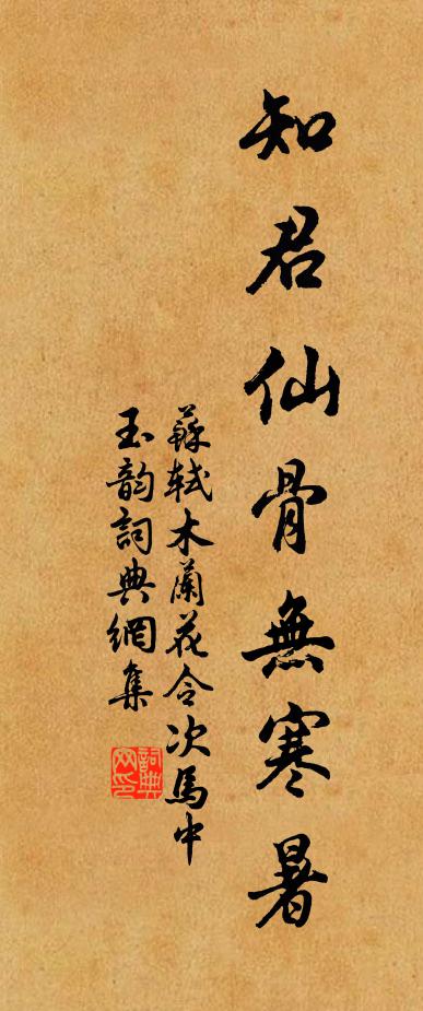 苏轼知君仙骨无寒暑。书法作品欣赏