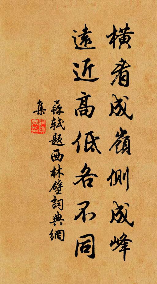 苏轼横看成岭侧成峰，远近高低各不同。书法作品欣赏