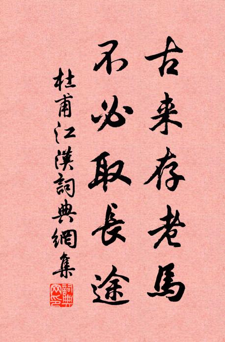 杜甫古来存老马,不必取长途。书法作品欣赏