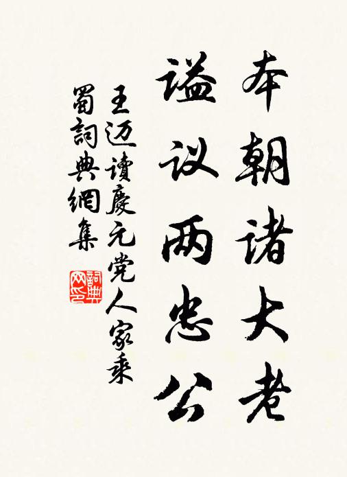 王迈本朝诸大老，谥议两忠公书法作品欣赏
