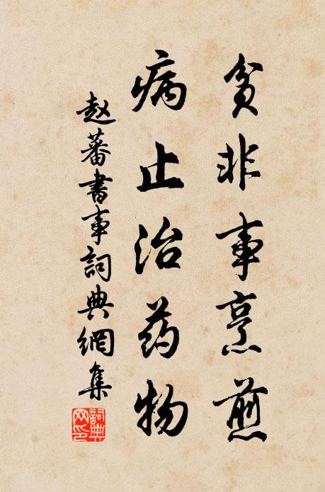 赵蕃贫非事烹煎，病止治药物书法作品欣赏
