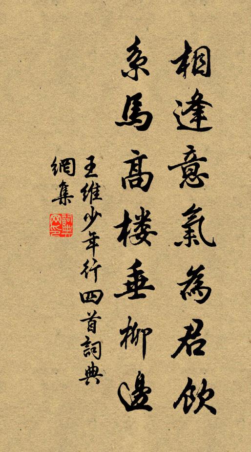 王维相逢意气为君饮,系马高楼垂柳边。书法作品欣赏