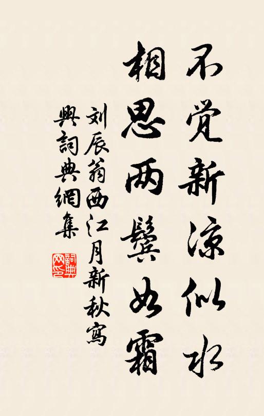 刘辰翁不觉新凉似水,相思两鬓如霜。书法作品欣赏