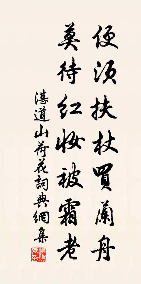 湛道山便须扶杖买兰舟，莫待红妆被霜老书法作品欣赏