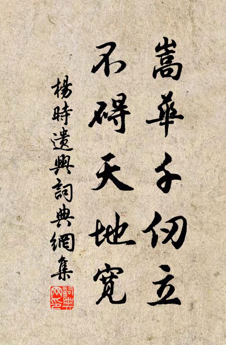 杨时嵩华千仞立，不碍天地宽书法作品欣赏
