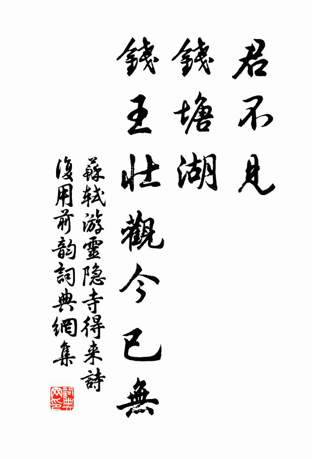 苏轼君不见，钱塘湖，钱王壮观今已无书法作品欣赏