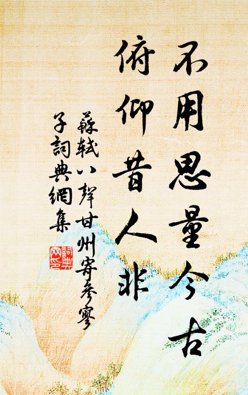 苏轼不用思量今古,俯仰昔人非。书法作品欣赏