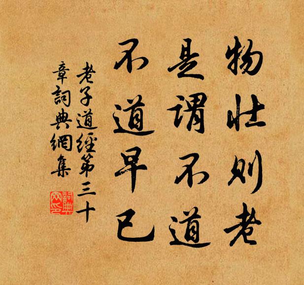 老子物壮则老，是谓不道，不道早已。书法作品欣赏