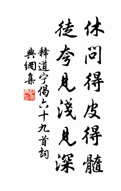 释道宁休问得皮得髓，徒夸见浅见深书法作品欣赏