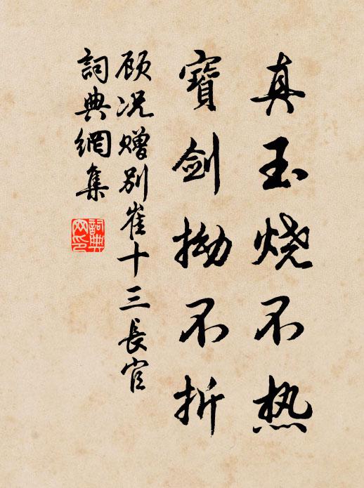 顾况真玉烧不热，宝剑拗不折书法作品欣赏