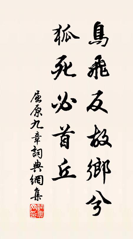 屈原鸟飞反故乡兮,狐死必首丘。书法作品欣赏