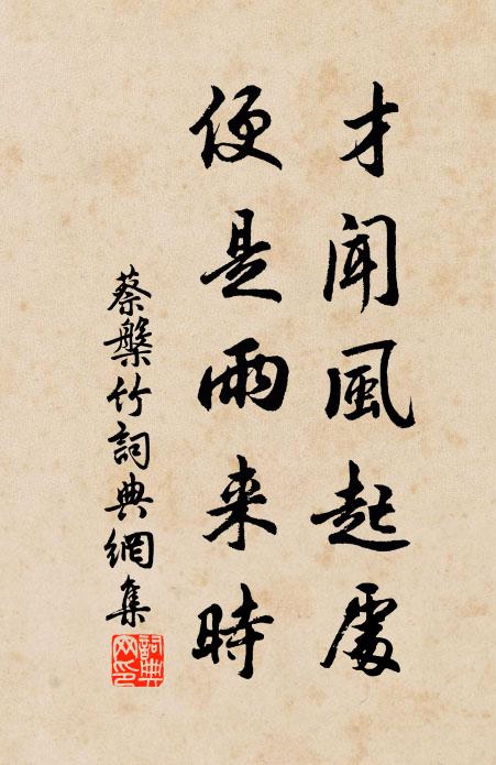 蔡槃才闻风起处，便是雨来时书法作品欣赏