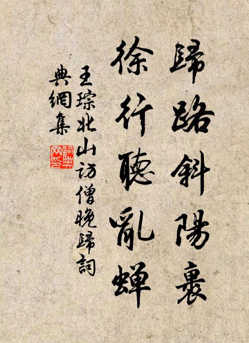 王琮归路斜阳裹，徐行听乱蝉书法作品欣赏