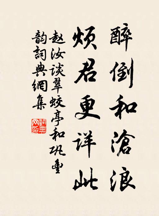 赵汝谈醉倒和沧浪，烦君更详此书法作品欣赏