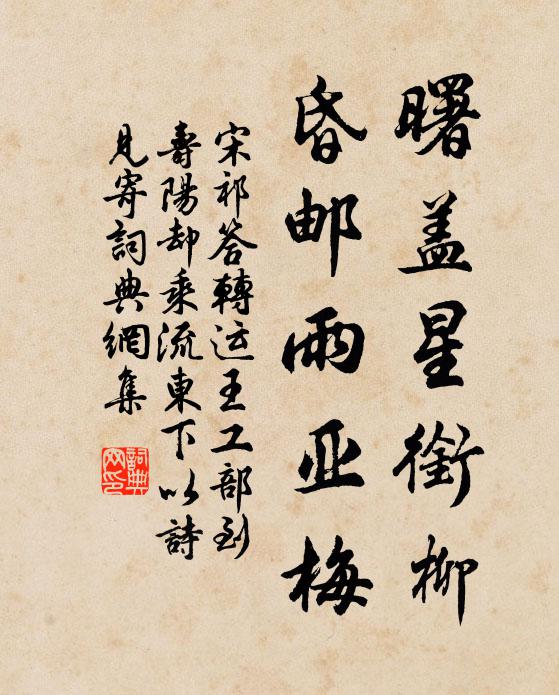 宋祁曙盖星衔柳，昏邮雨亚梅书法作品欣赏
