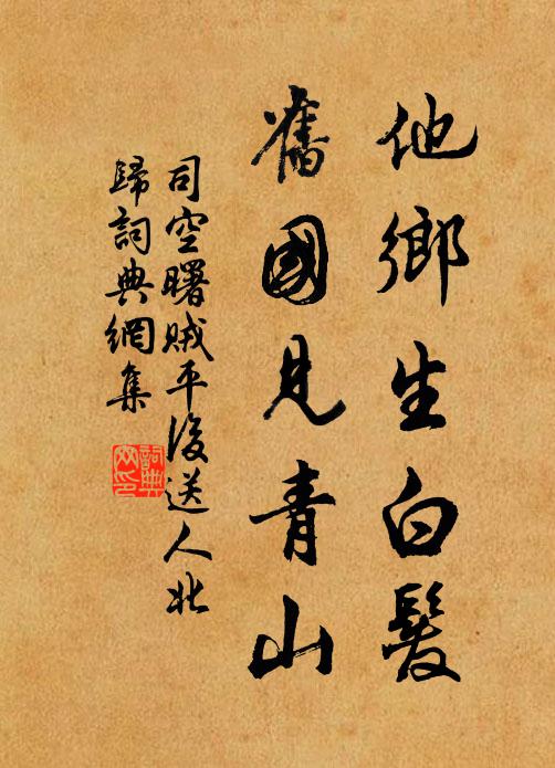 司空曙他乡生白发，旧国见青山。书法作品欣赏