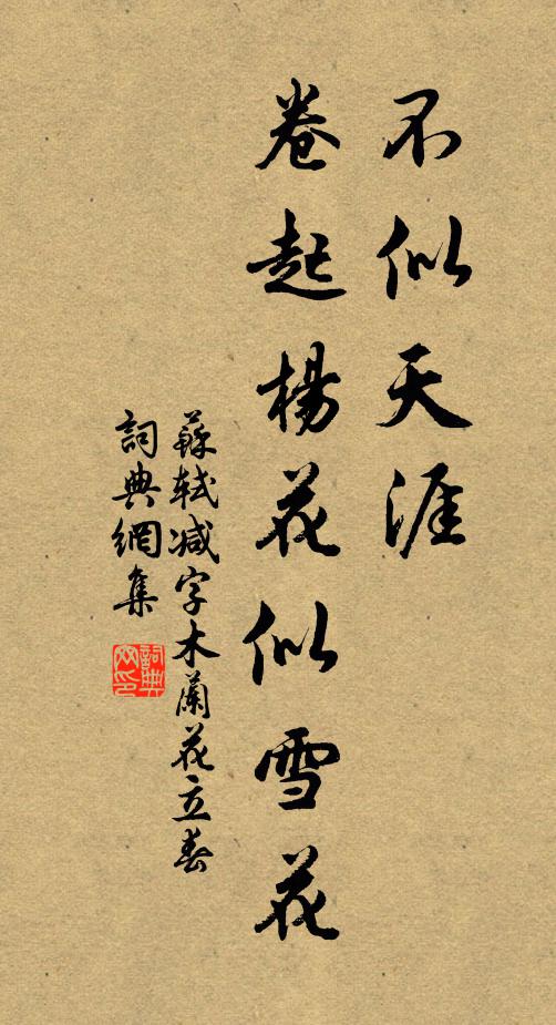 苏轼不似天涯,卷起杨花似雪花。书法作品欣赏