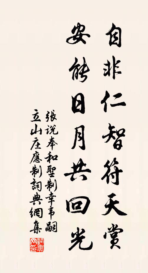 张说自非仁智符天赏，安能日月共回光书法作品欣赏