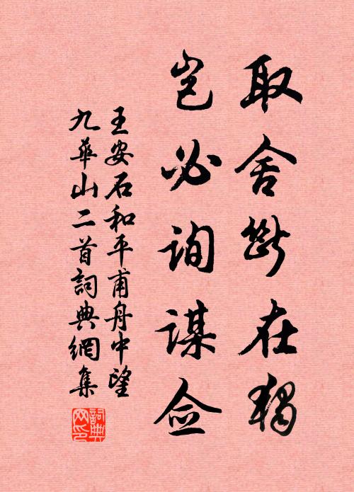 王安石取舍断在独,岂必询谋佥书法作品欣赏
