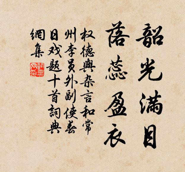 权德舆韶光满目,落蕊盈衣书法作品欣赏