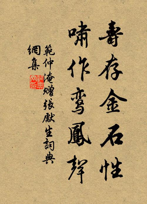 范仲淹寿存金石性，啸作鸾凤声书法作品欣赏