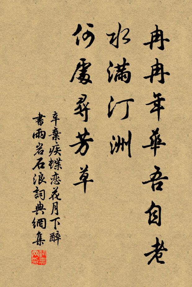 辛弃疾冉冉年华吾自老。水满汀洲，何处寻芳草。书法作品欣赏
