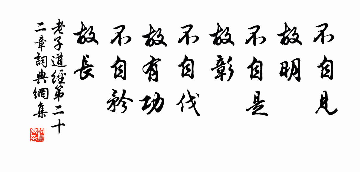 老子不自见，故明；不自是，故彰；不自伐，故有功；不自矜，故长。书法作品欣赏