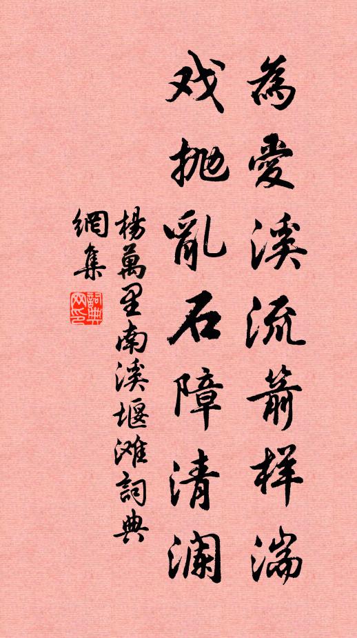 杨万里为爱溪流箭样湍，戏抛乱石障清澜书法作品欣赏