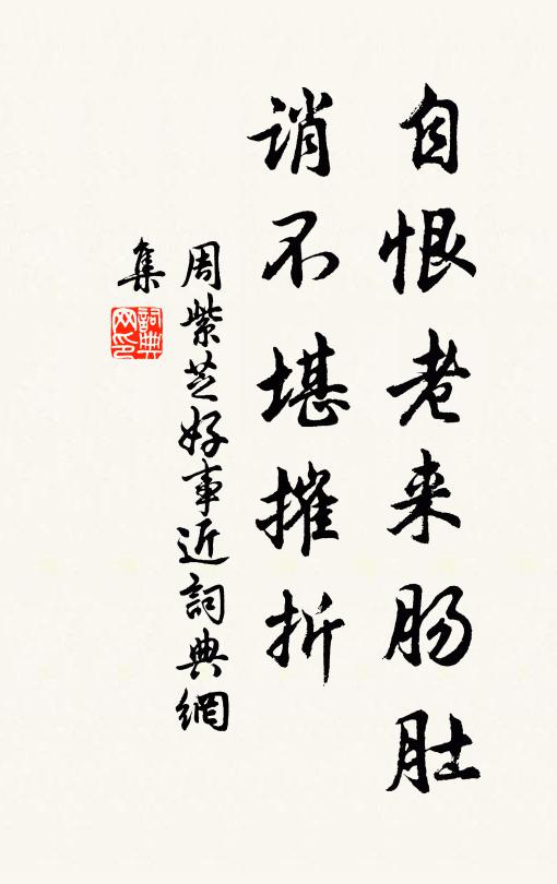 周紫芝自恨老来肠肚，诮不堪摧折书法作品欣赏