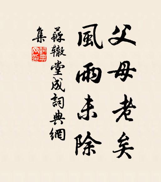 苏辙父母老矣，风雨未除书法作品欣赏