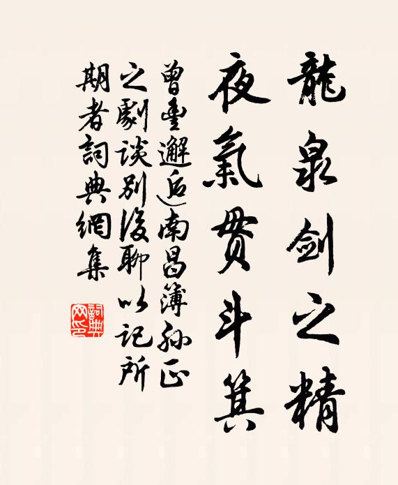 曾丰龙泉剑之精，夜气贯斗箕书法作品欣赏