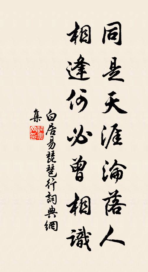 白居易同是天涯沦落人,相逢何必曾相识!书法作品欣赏