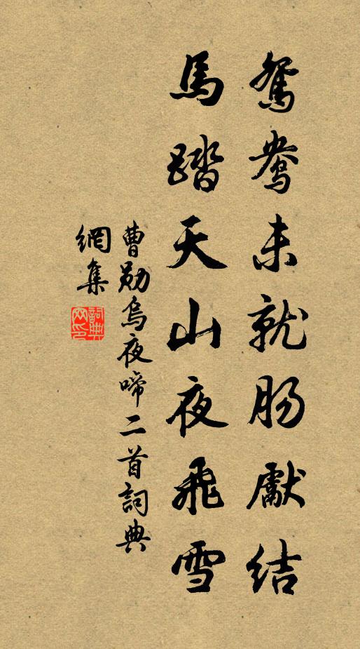曹勋鸳鸯未就肠先结，马踏天山夜飞雪书法作品欣赏