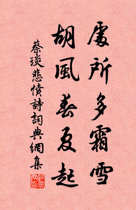 蔡琰处所多霜雪,胡风春夏起。书法作品欣赏
