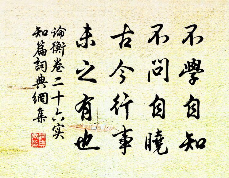 王充不学自知，不问自晓，古今行事，未之有也。书法作品欣赏