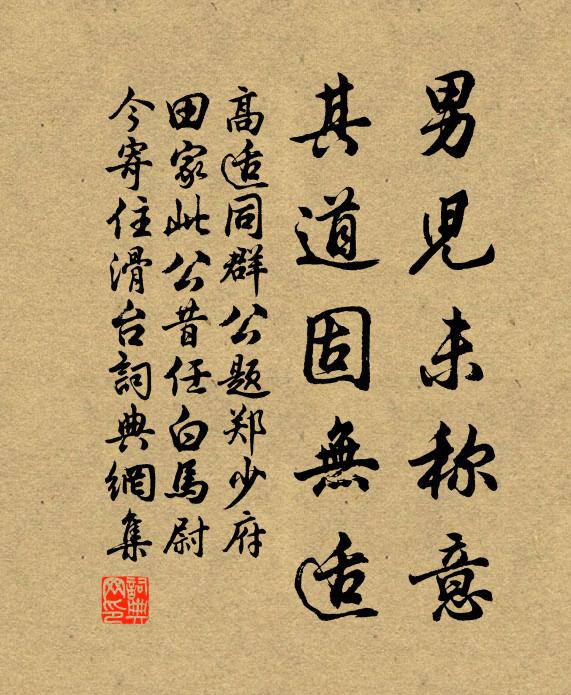 高适男儿未称意，其道固无适书法作品欣赏