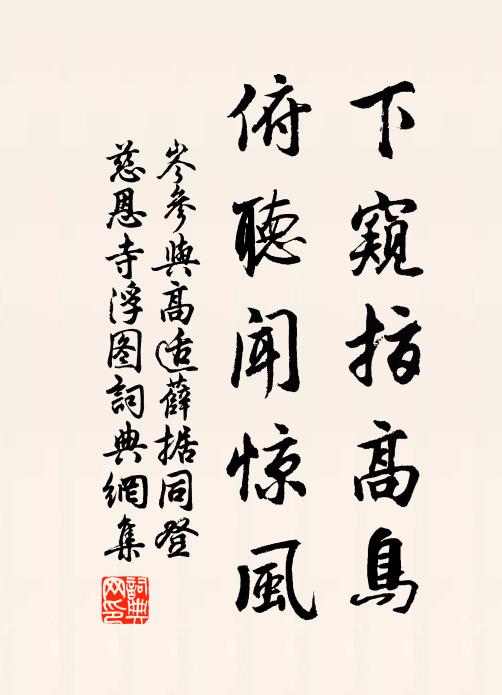 岑参下窥指高鸟,俯听闻惊风。书法作品欣赏