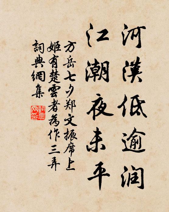 方岳河汉低逾润，江潮夜未平书法作品欣赏