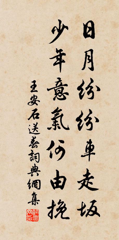 王安石日月纷纷车走坂，少年意气何由挽书法作品欣赏