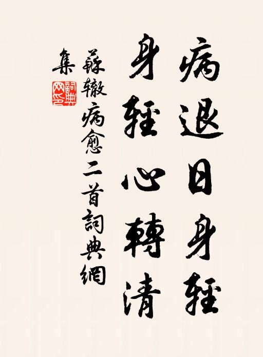 苏辙病退日身轻，身轻心转清书法作品欣赏