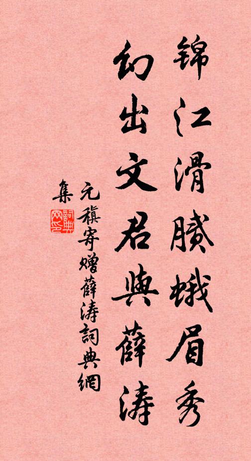 元稹锦江滑腻蛾眉秀，幻出文君与薛涛书法作品欣赏